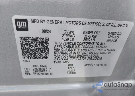 2024 GMC Terrain Awd Sle from USA, damaged, VIN 3GKALTEG3RL384704